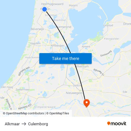 Alkmaar to Culemborg map