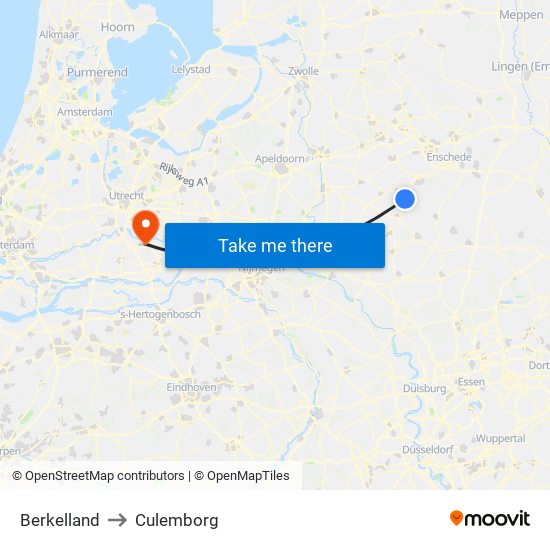 Berkelland to Culemborg map