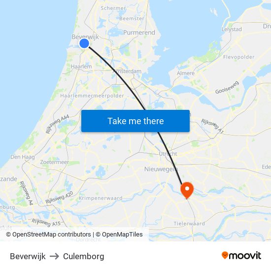 Beverwijk to Culemborg map