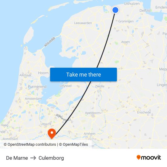 De Marne to Culemborg map