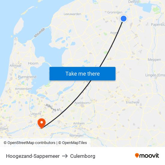 Hoogezand-Sappemeer to Culemborg map