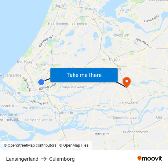 Lansingerland to Culemborg map