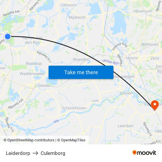 Leiderdorp to Culemborg map