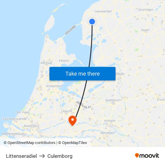 Littenseradiel to Culemborg map