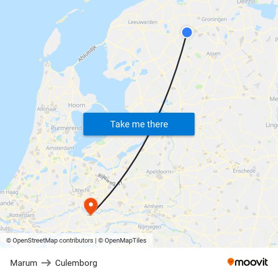 Marum to Culemborg map