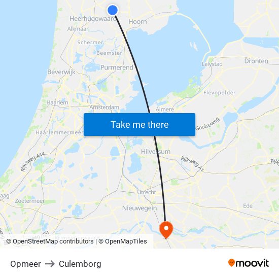 Opmeer to Culemborg map