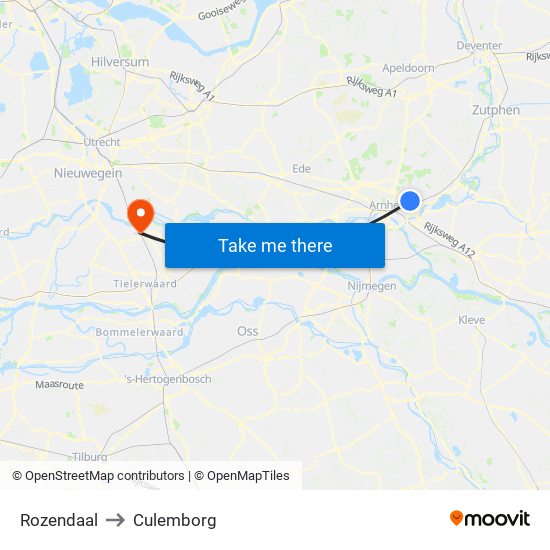 Rozendaal to Culemborg map