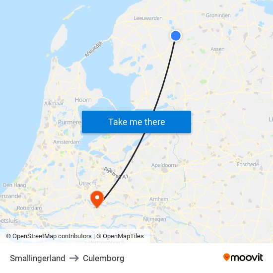 Smallingerland to Culemborg map