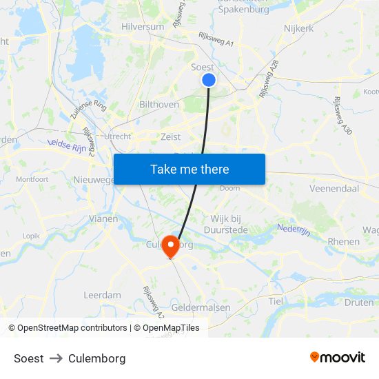 Soest to Culemborg map