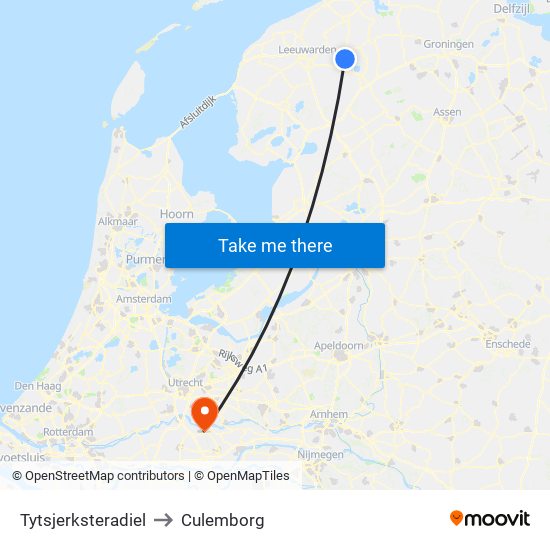 Tytsjerksteradiel to Culemborg map