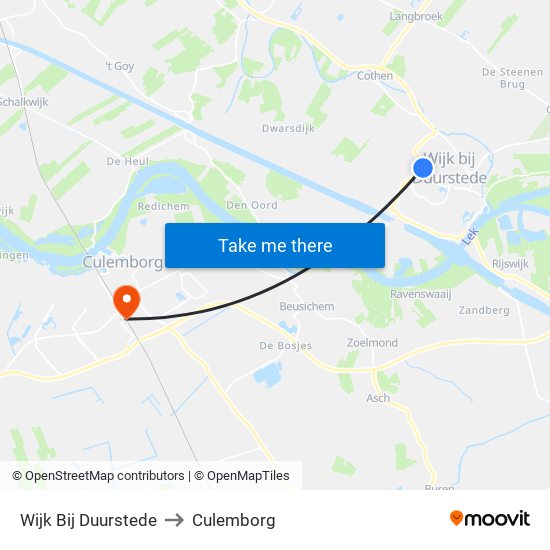 Wijk Bij Duurstede to Culemborg map