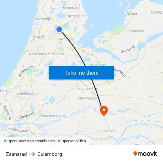 Zaanstad to Culemborg map