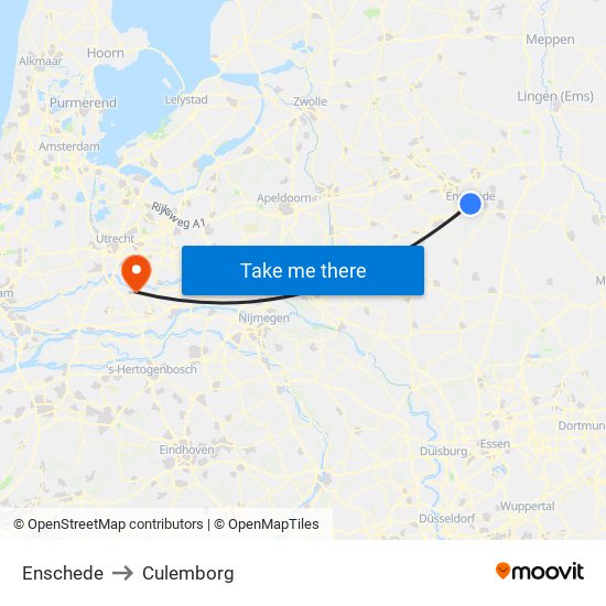 Enschede to Culemborg map