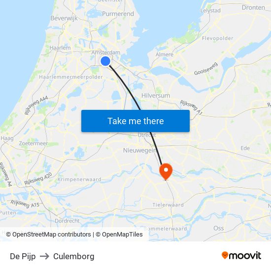 De Pijp to Culemborg map