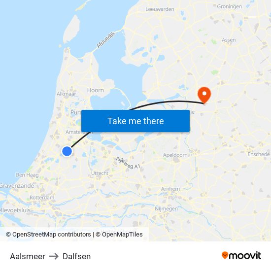 Aalsmeer to Dalfsen map