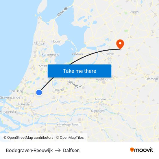 Bodegraven-Reeuwijk to Dalfsen map