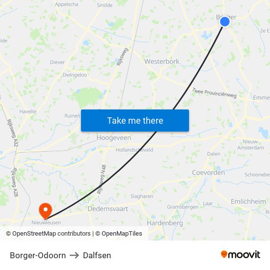 Borger-Odoorn to Dalfsen map