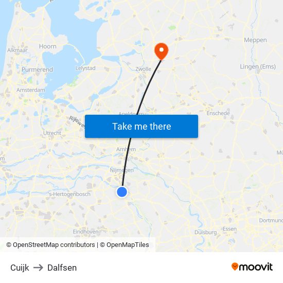 Cuijk to Dalfsen map