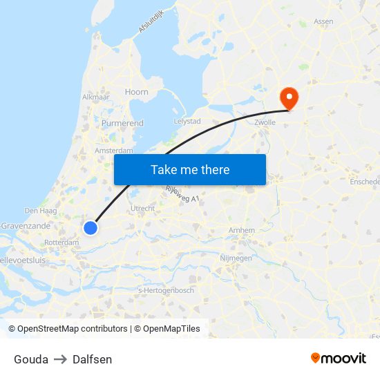 Gouda to Dalfsen map