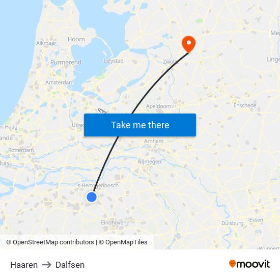 Haaren to Dalfsen map