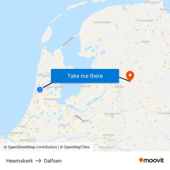Heemskerk to Dalfsen map