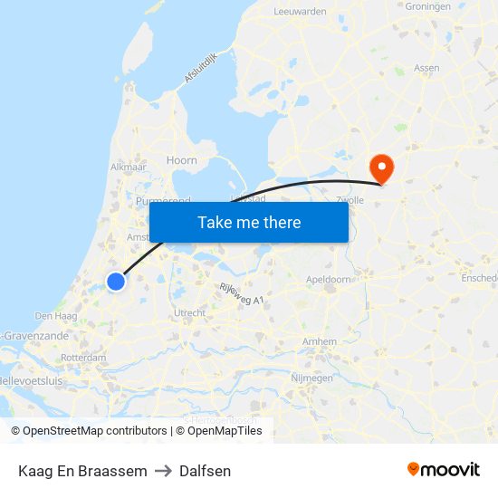 Kaag En Braassem to Dalfsen map
