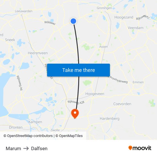 Marum to Dalfsen map