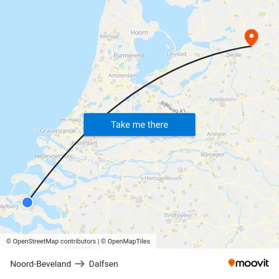 Noord-Beveland to Dalfsen map