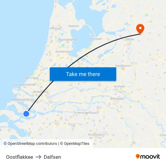 Oostflakkee to Dalfsen map