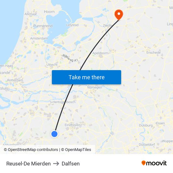 Reusel-De Mierden to Dalfsen map