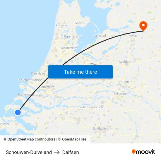 Schouwen-Duiveland to Dalfsen map