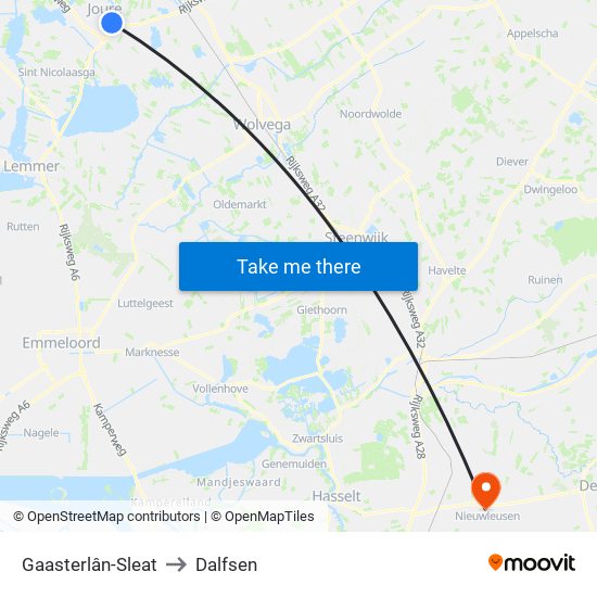 Gaasterlân-Sleat to Dalfsen map