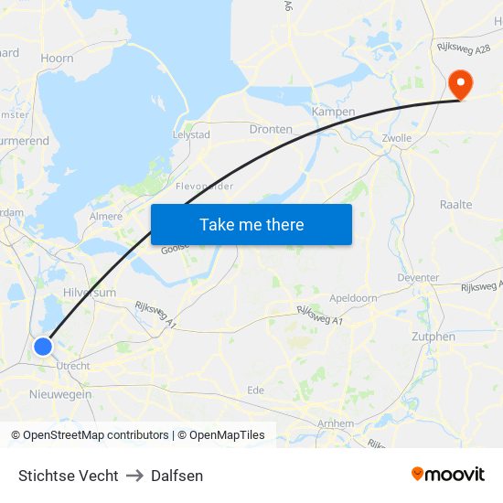 Stichtse Vecht to Dalfsen map