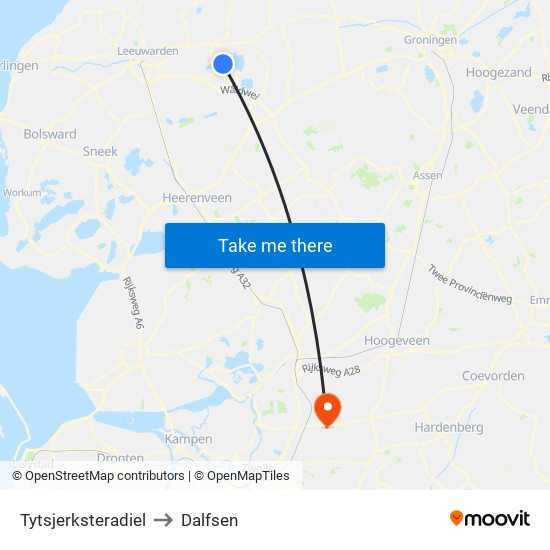 Tytsjerksteradiel to Dalfsen map