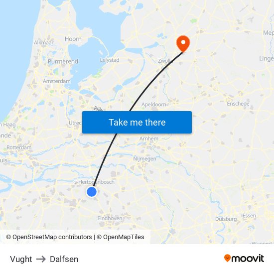 Vught to Dalfsen map