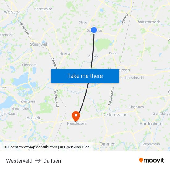 Westerveld to Dalfsen map