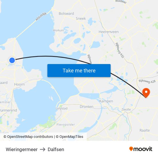 Wieringermeer to Dalfsen map