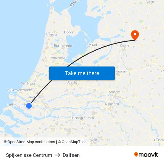 Spijkenisse Centrum to Dalfsen map
