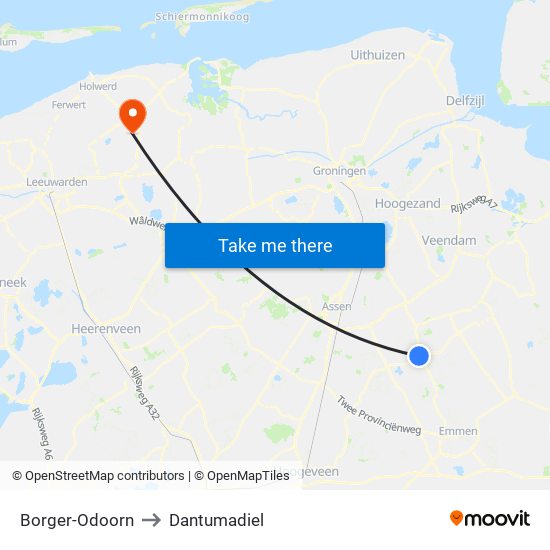 Borger-Odoorn to Dantumadiel map