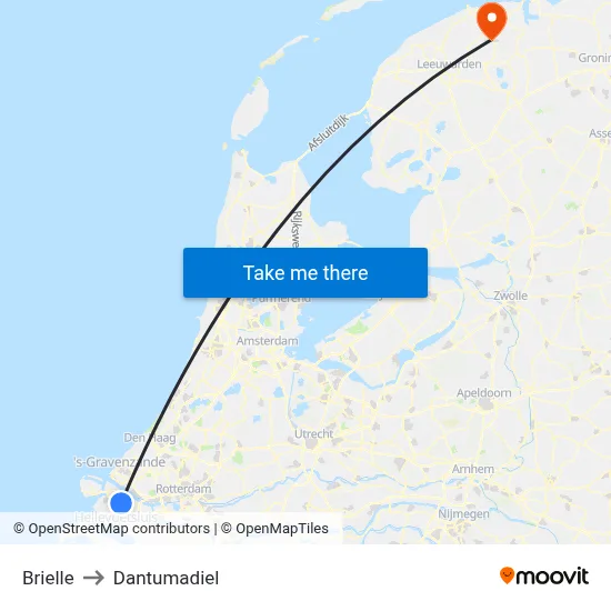 Brielle to Dantumadiel map
