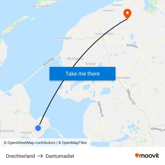 Drechterland to Dantumadiel map