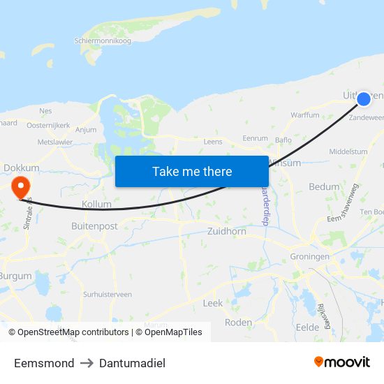 Eemsmond to Dantumadiel map