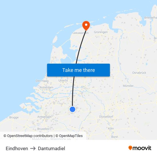 Eindhoven to Dantumadiel map