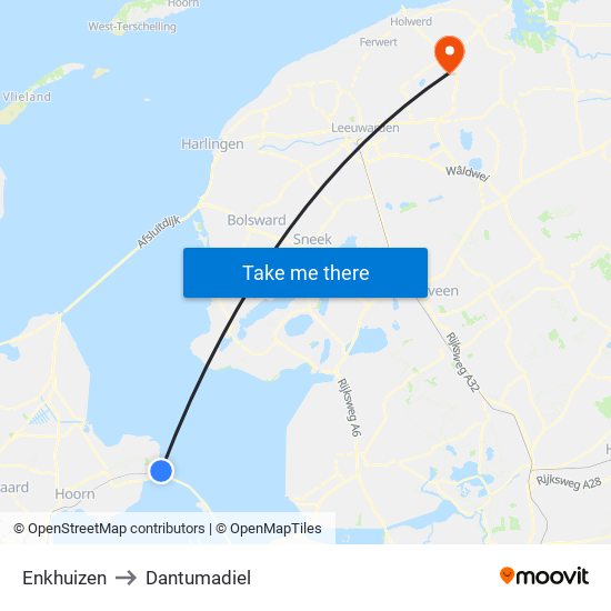 Enkhuizen to Dantumadiel map