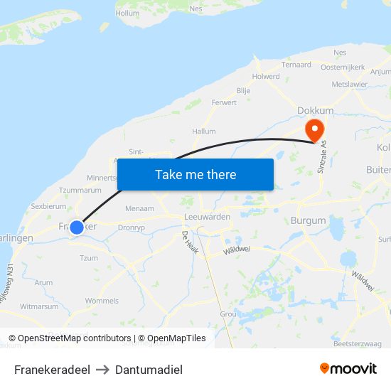 Franekeradeel to Dantumadiel map