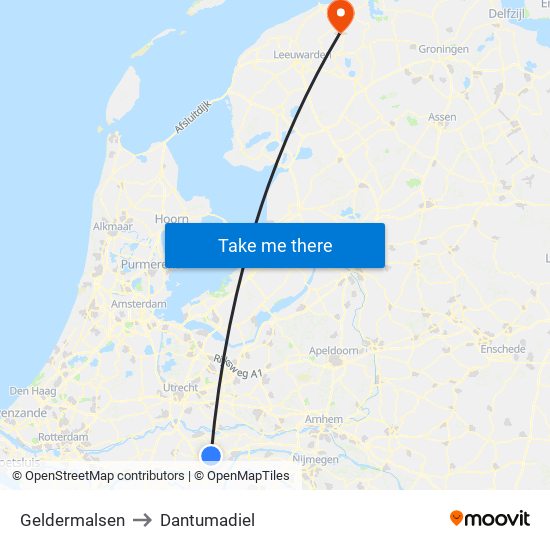 Geldermalsen to Dantumadiel map