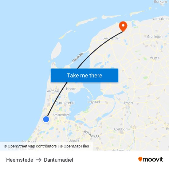 Heemstede to Dantumadiel map