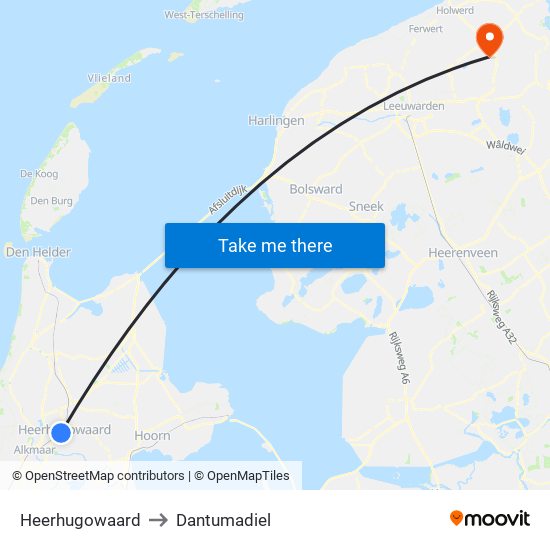 Heerhugowaard to Dantumadiel map