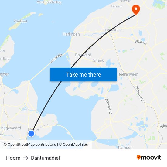 Hoorn to Dantumadiel map