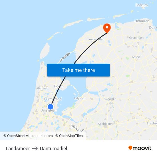 Landsmeer to Dantumadiel map